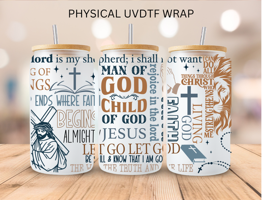 Christian Man Of God Colored - 16 oz / 20 oz Libby UV DTF Wrap