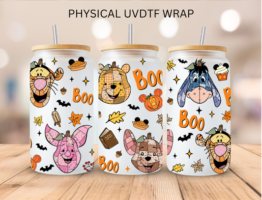 Patchwork Halloween Hundred Acre Woods - 16 oz / 20 oz Libby UV DTF Wrap