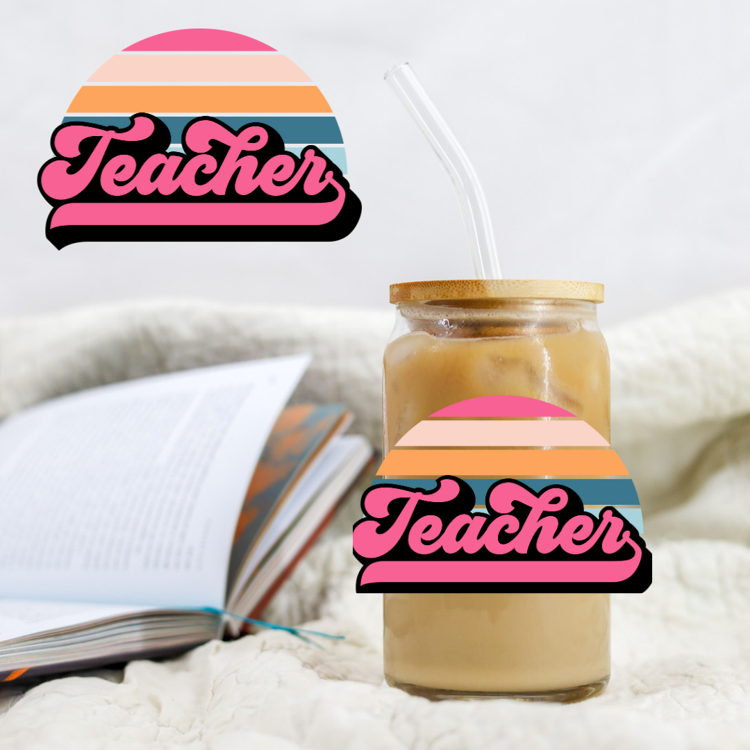 Striped Teacher Decal - UVDTF decal