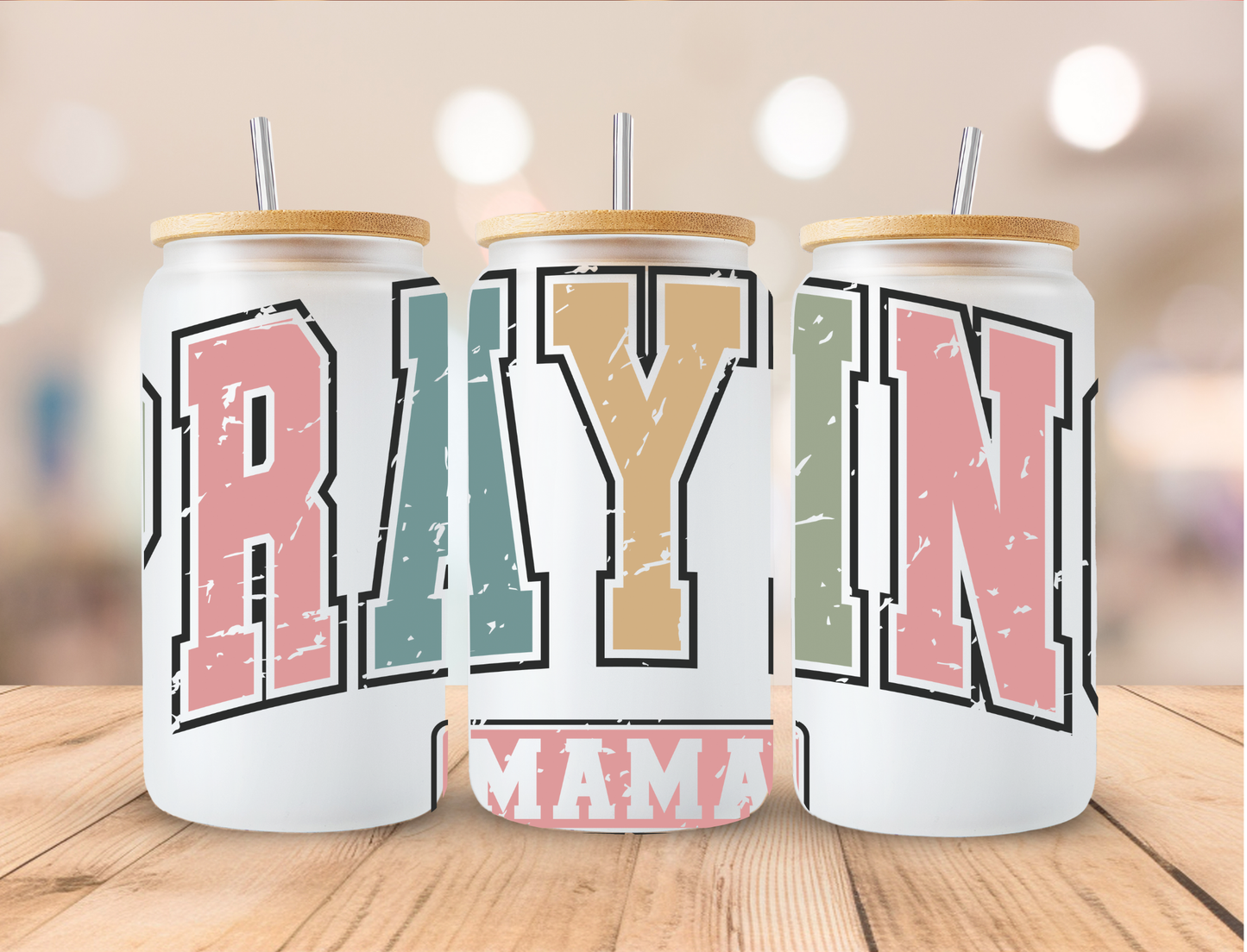 Praying Mama - 16 oz / 20 oz Libby UV DTF Wrap