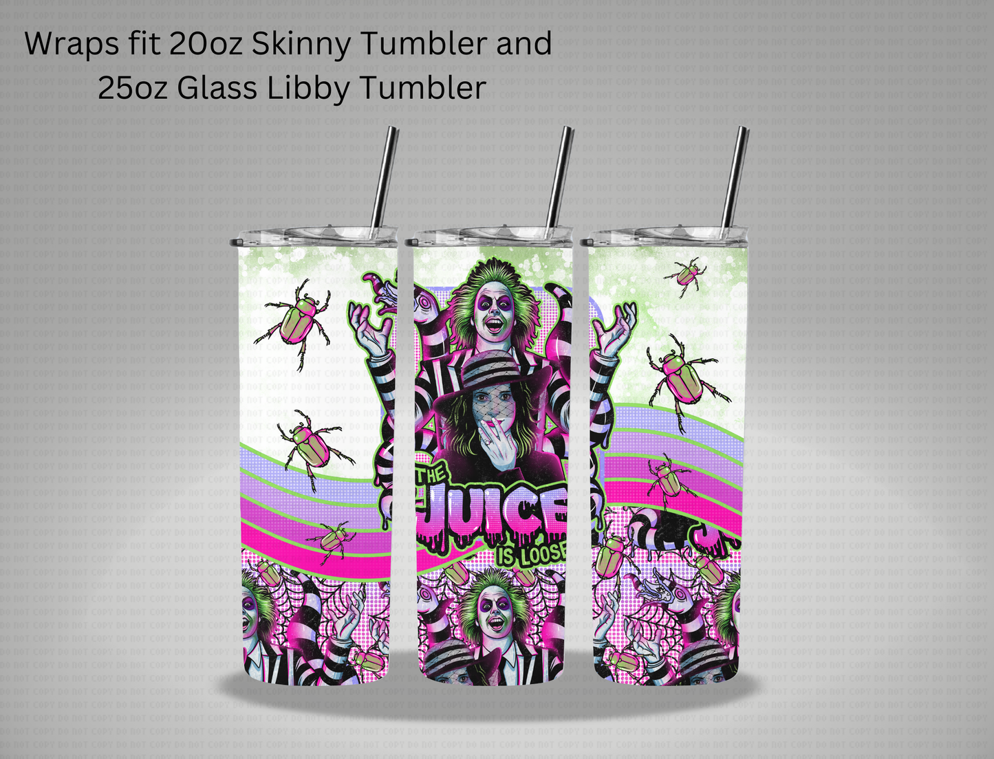 Halloween The Juice Is Loose - 20oz Skinny Tumbler / 25 Oz Glass Tumbler Wrap GRAVITEE EXCLUSIVE