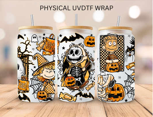 Halloween Peanut And Friends Trick Or Treat - 16 oz / 20 oz Libby UV DTF Wrap