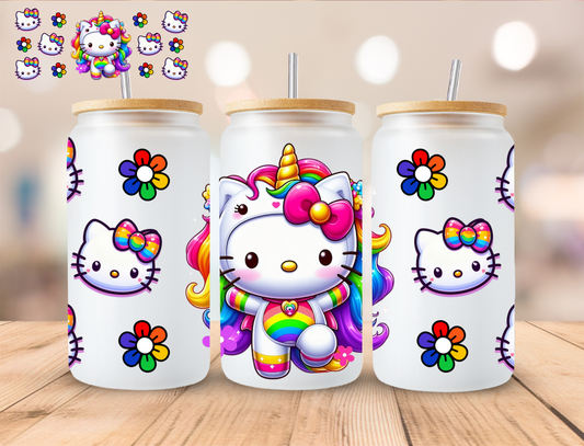 Unicorn Kitty - 16 oz / 20 oz Libby UV DTF Wrap