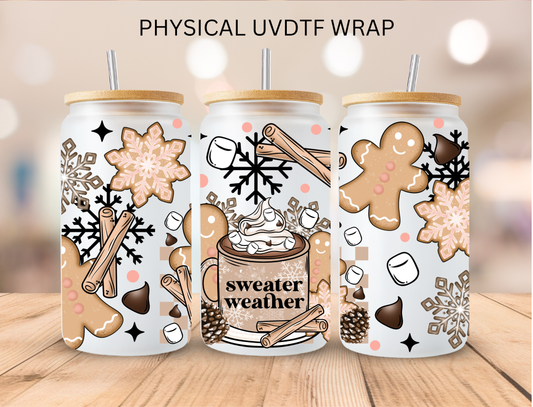 Christmas Sweater Weather Gingerbread Cookies - 16 oz / 20 oz Libby UV DTF Wrap