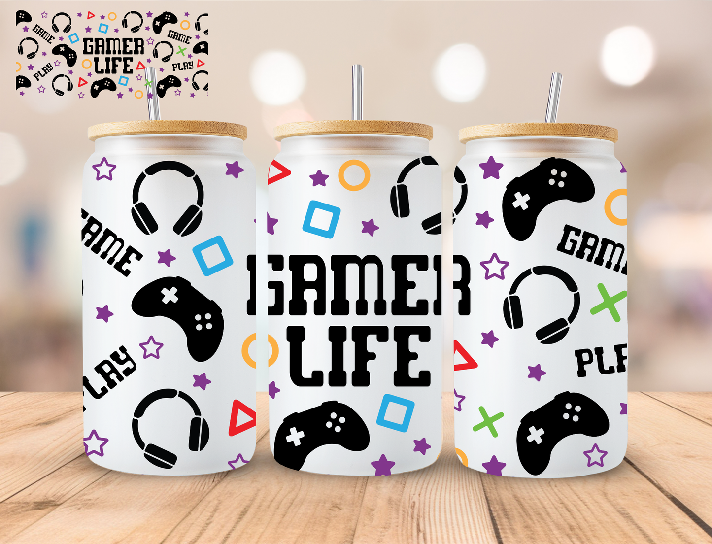 Gamer Life - 16 oz / 20 oz Libby UV DTF Wrap