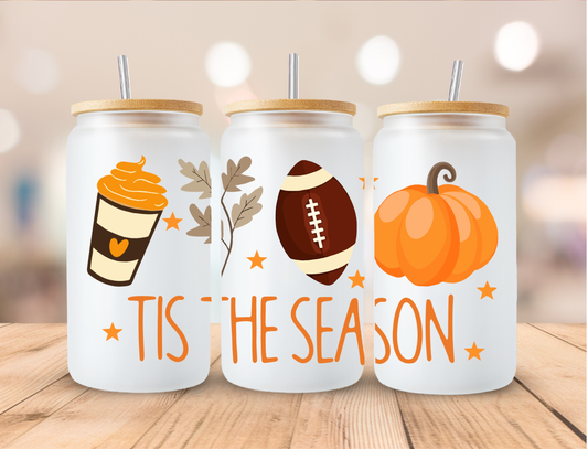 Football Tis The Season - 16 oz / 20 oz Libby UV DTF Wrap