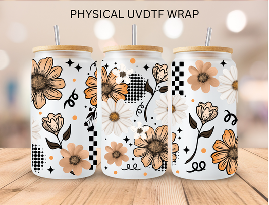 Checkered Sunflower Daisies - 16 oz / 20 oz Libby UV DTF