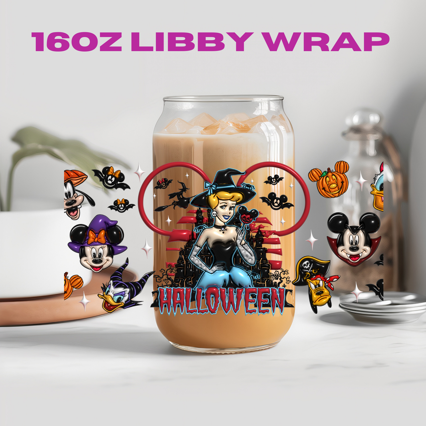 Halloween Princess Bubble Collection - 16 oz / 20 oz Libby UV DTF Wrap