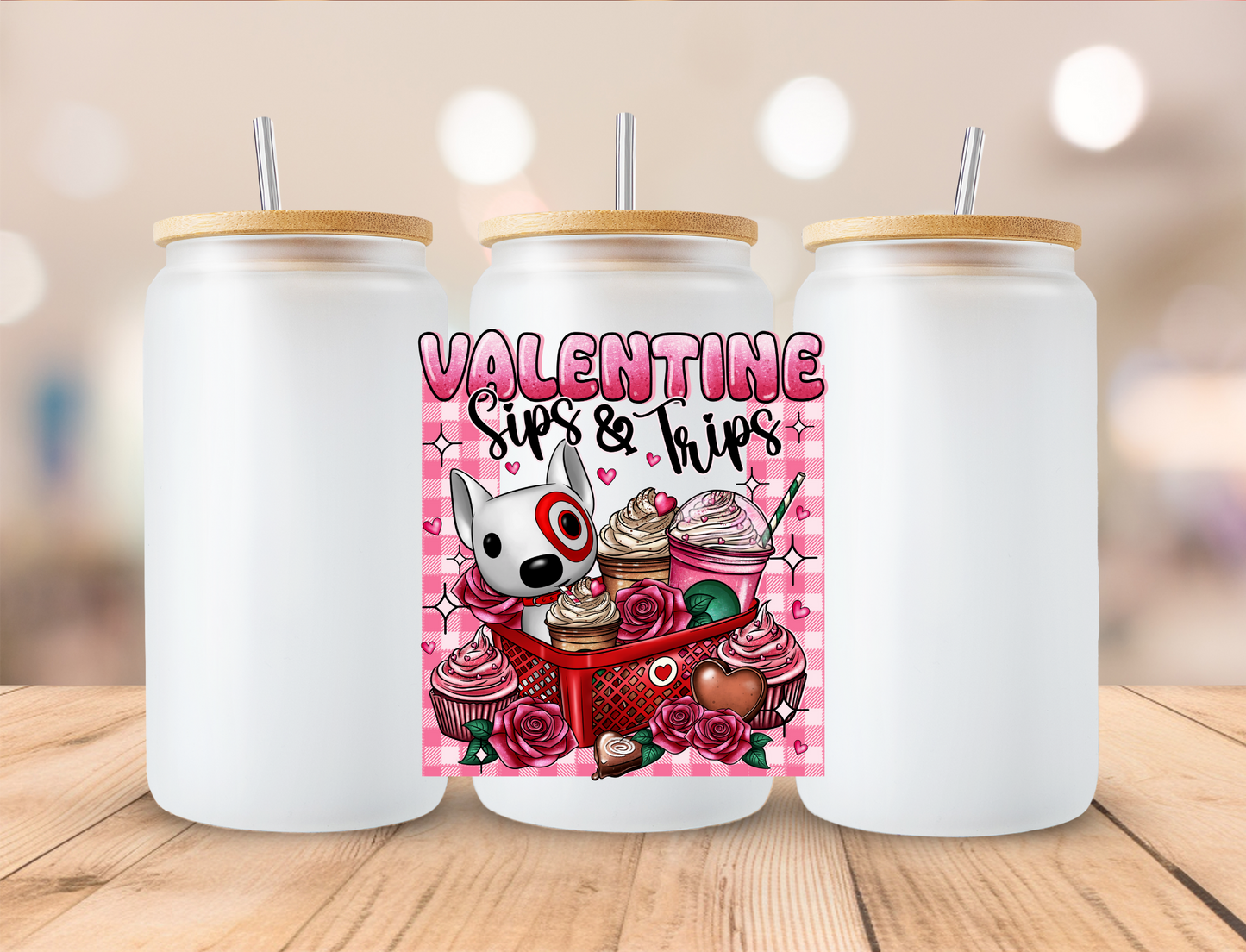 Valentine Sips And Trips Checkered - UVDTF Decals EXCLUSIVE DESIGN