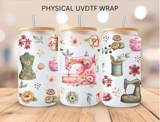 Floral Sewing Machine Essentials - 16 oz / 20 oz Libby UV DTF Wrap