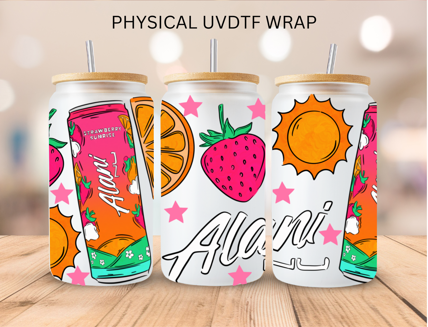 Pink And Orange Alani - 16 oz / 20 oz Libby UV DTF Wrap