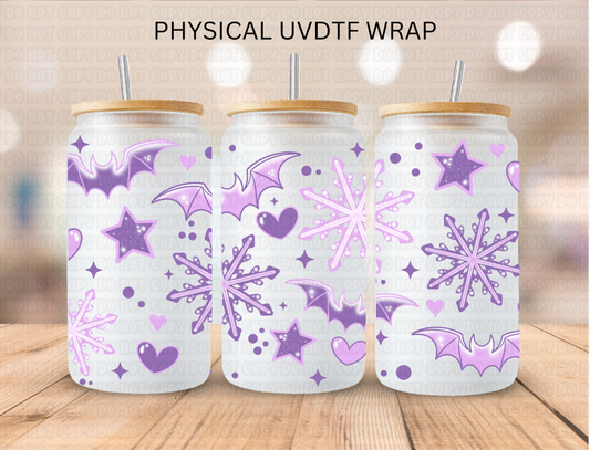 Spooky Snowflakes and Bats - 16 oz / 20 oz Libby UV DTF Wrap
