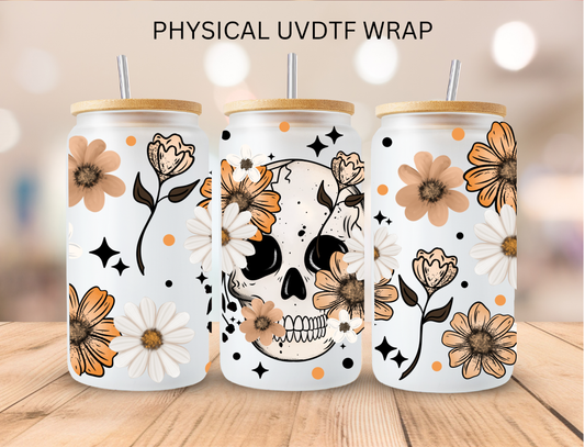 Skeleton Checkered Sunflower Daisies - 16 oz / 20 oz Libby UV DTF