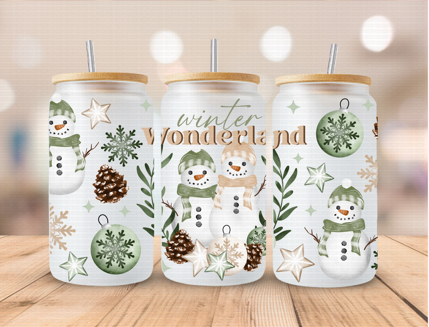 Christmas Winter Wonderland Snowman - 16 oz / 20 oz Libby UV DTF Wrap