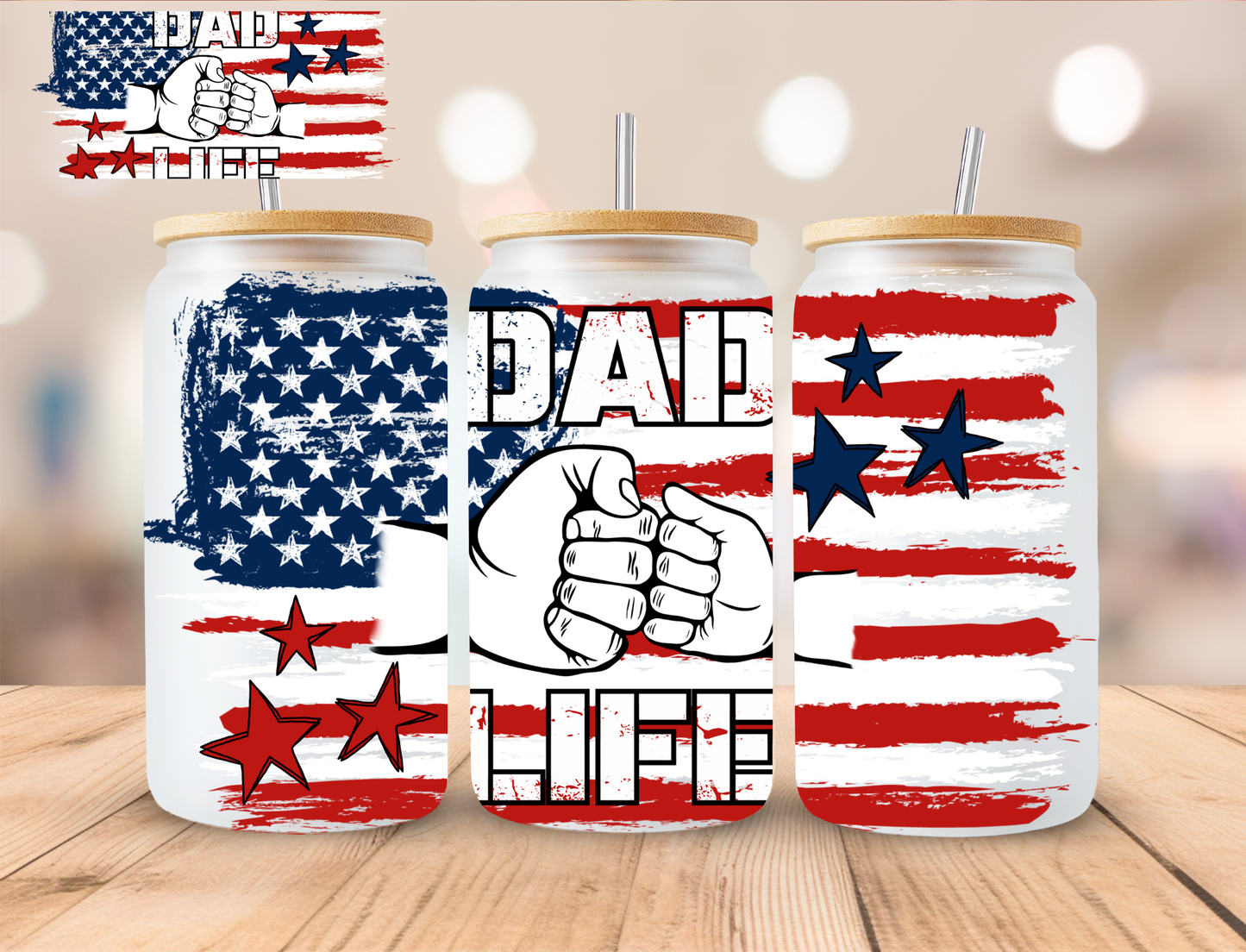 Dad Life - 16 oz / 20 oz Libby UV DTF Wrap