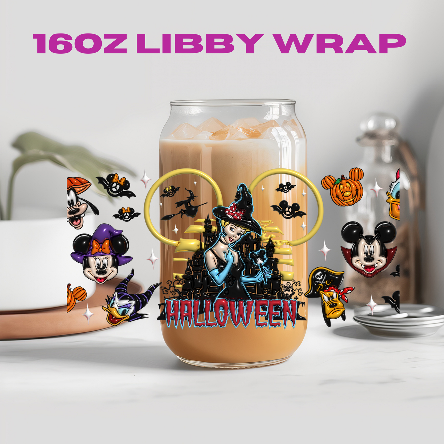 Halloween Princess Bubble Collection - 16 oz / 20 oz Libby UV DTF Wrap