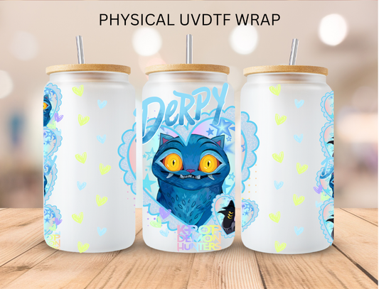 Kpop Pastel Blue Heart Derpy - 16 oz / 20 oz Libby UV DTF Wrap