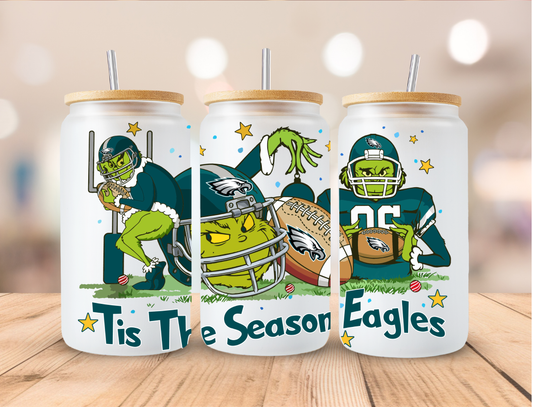 Mean Green Eagles Football Coffee - 16 oz / 20 oz Libby UV DTF Wrap