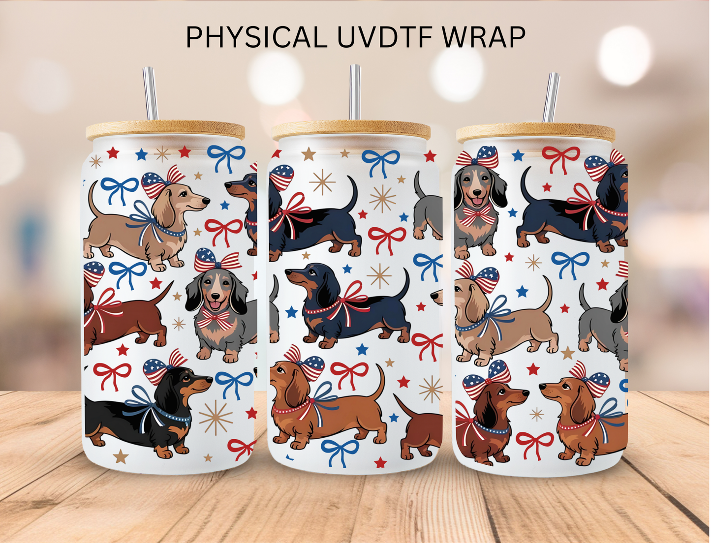 Patriotic Weiner Dogs - 16 oz / 20 oz Libby UV DTF