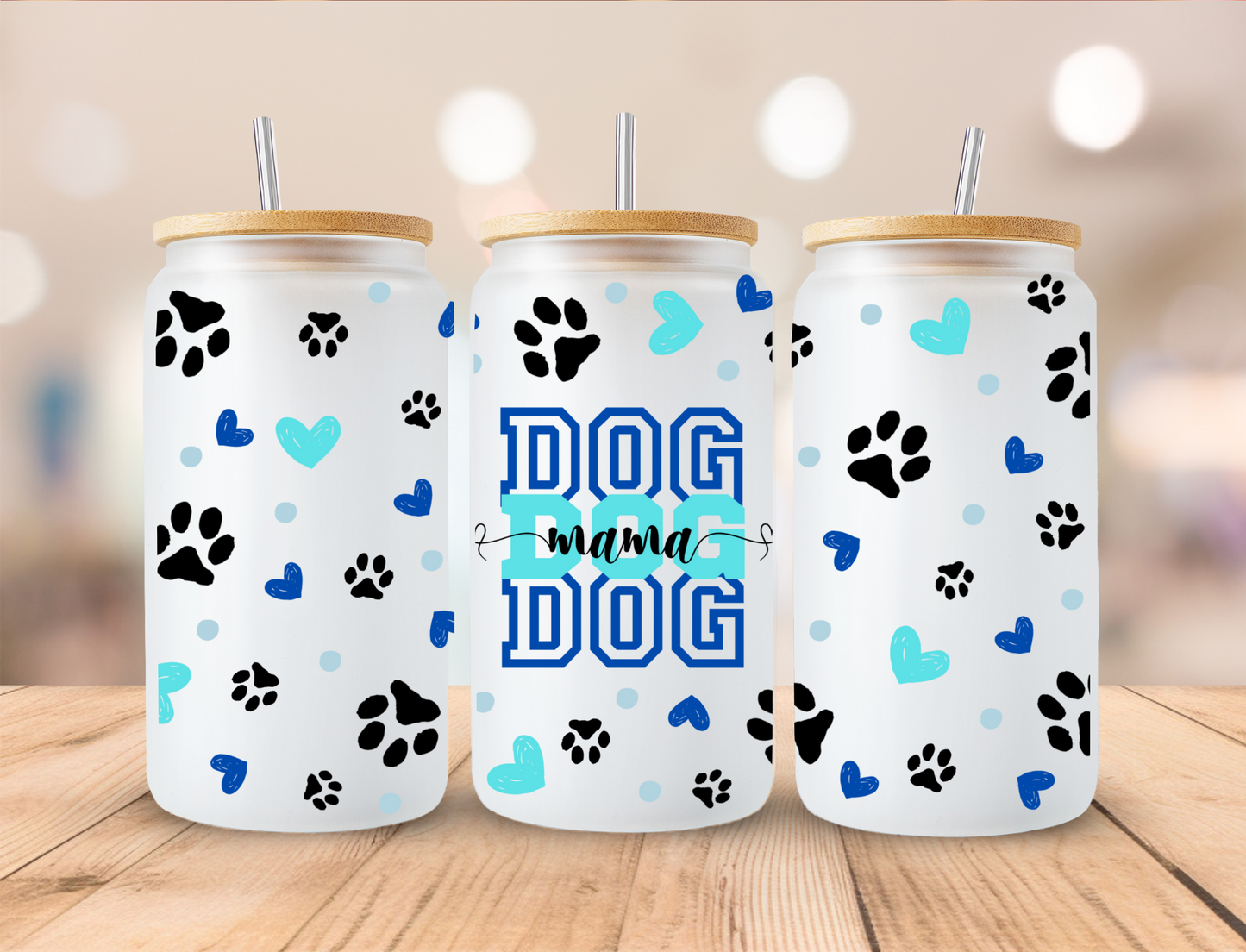 Blue Dog Mom - 16oz Libby UV DTF Wrap