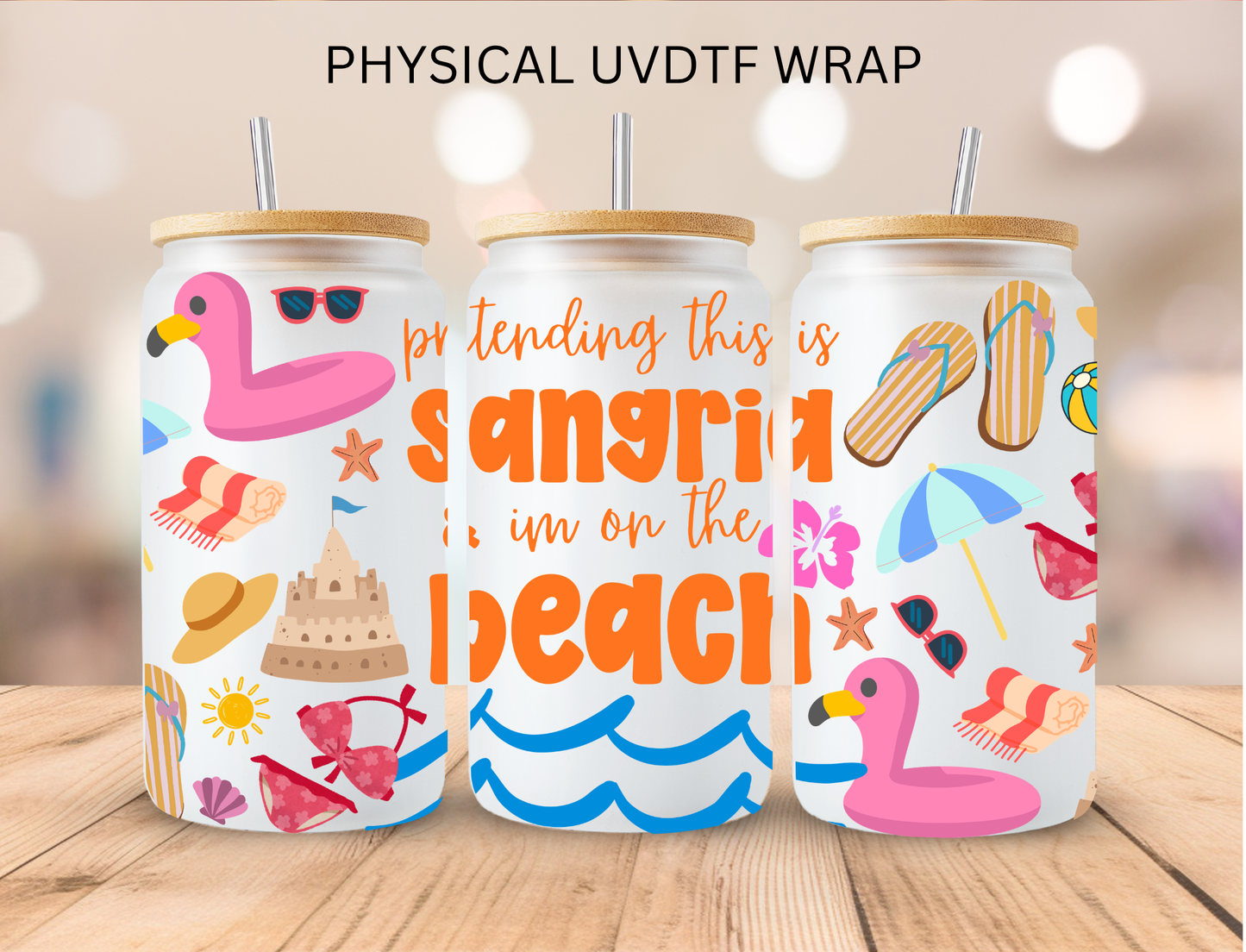 Beachy Sangria - 16 oz / 20 oz Libby UV DTF Wrap