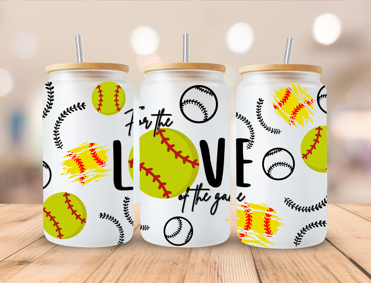 For The Love Of The Game Softball - 16 oz / 20 oz Libby UV DTF Wrap