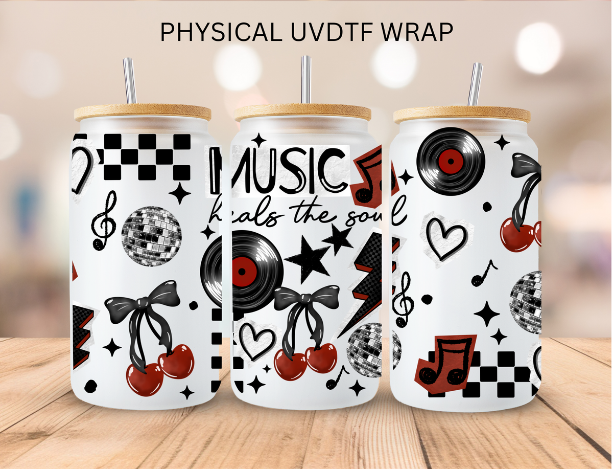 Cherry Music Heals The Soul - 16 oz / 20 oz Libby UV DTF