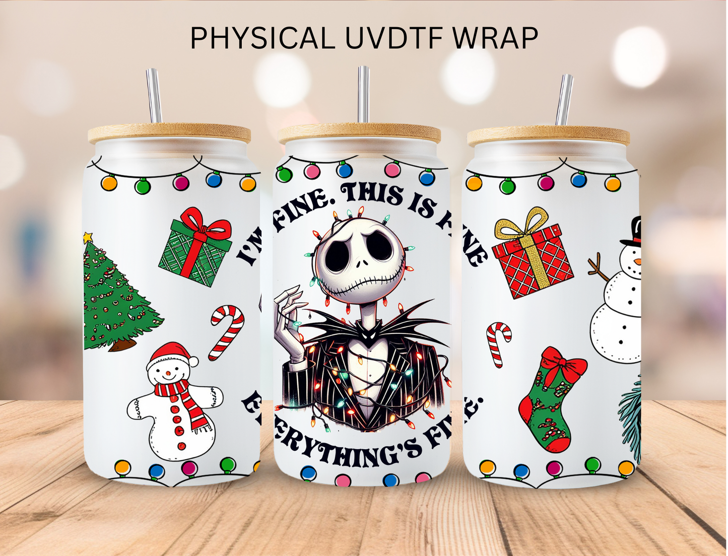 Christmas I'm Fine Pumpkin King 2 - 16 oz / 20 oz Libby UV DTF Wrap