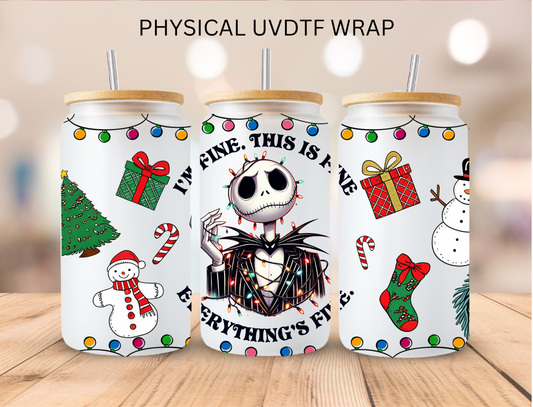 Christmas I'm Fine Pumpkin King 2 - 16 oz / 20 oz Libby UV DTF Wrap