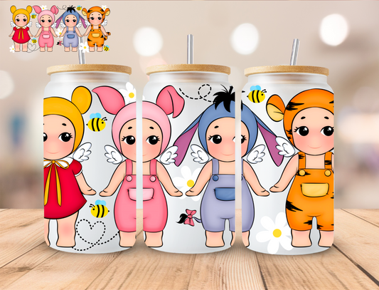 Angel Bear And Friends - 16 oz / 20 oz Libby UV DTF Wrap