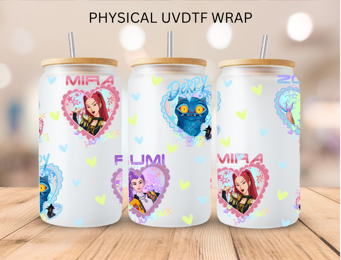 Kpop Huntrix Pastel Hearts V2 - 16 oz / 20 oz Libby UV DTF Wrap