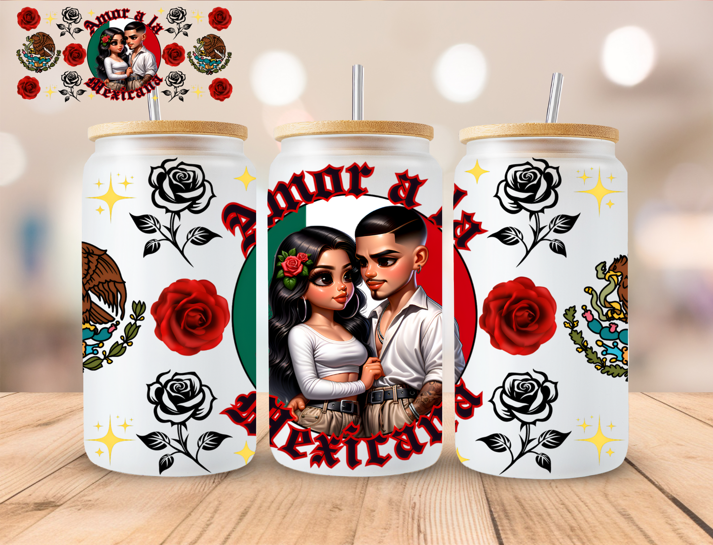 Amor A La Mexicana - 16 oz / 20 oz Libby UV DTF Wrap