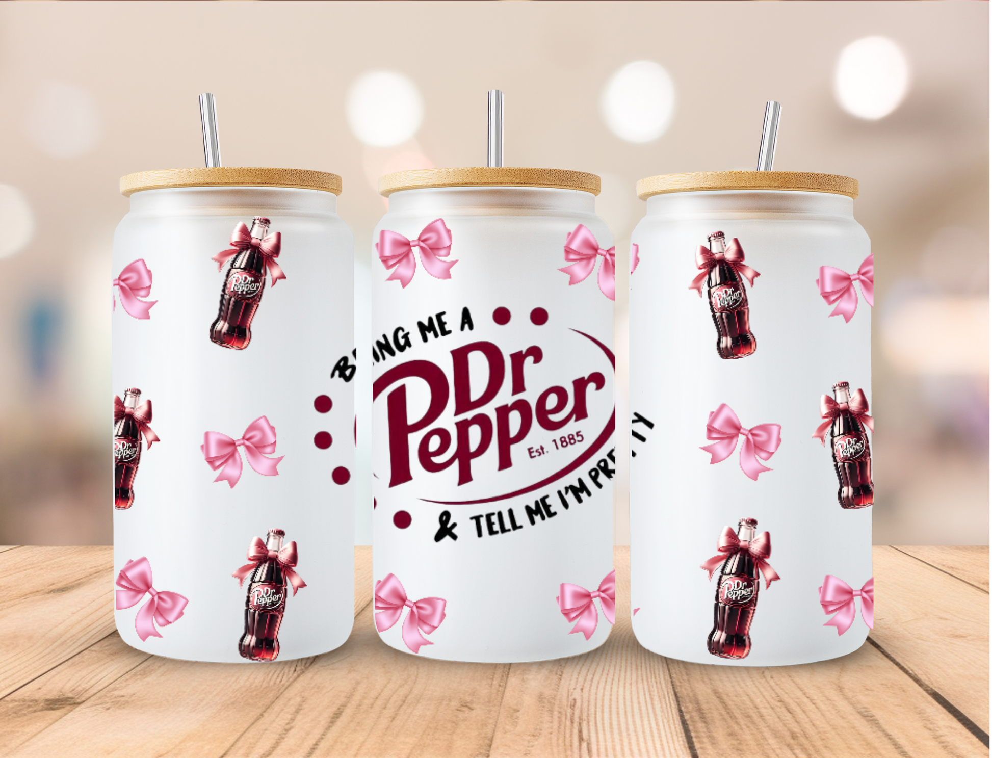 Girly Soda Dr Pepper - 16 oz / 20 oz Libby UV DTF Wrap – Southern