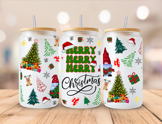 Merry Merry Christmas - 16oz Libby UV DTF Wrap