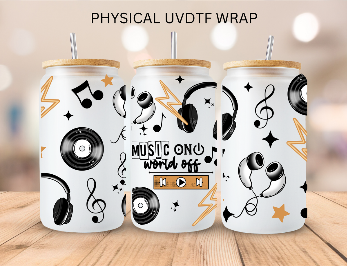 Music On World Off - 16 oz / 20 oz Libby UV DTF