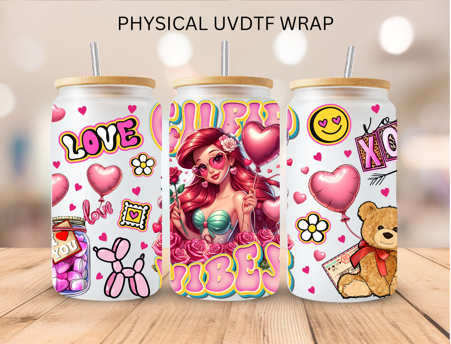 Valentines Cupid Vibes Mermaid - 16 oz / 20 oz Libby UV DTF