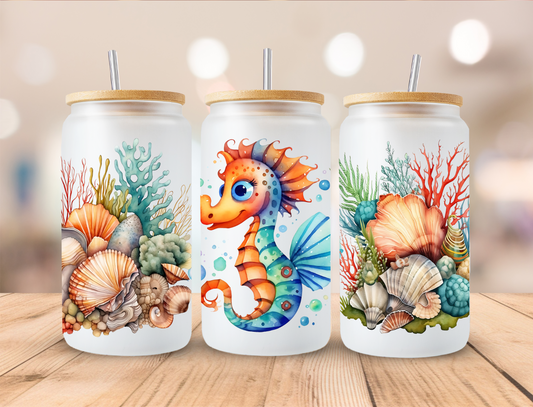 Sea Horse - 16oz Libby UV DTF Wrap