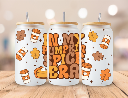 Fall In My Pumpkin Spice Era - 16oz Libby UV DTF Wrap