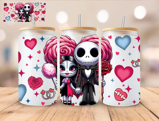 Skeleton Couple Candy - 16 oz / 20 oz Libby UV DTF Wrap EXCLUSIVE DESIGN