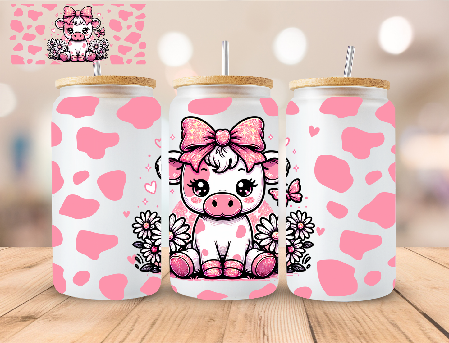 Pink Cow - 16 oz / 20 oz Libby UV DTF Wrap