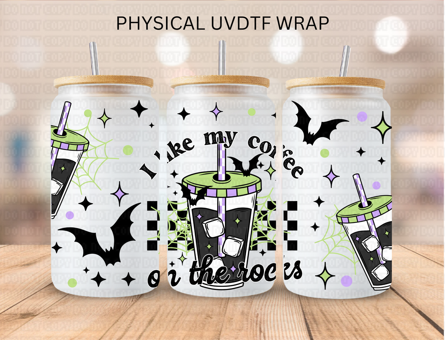 Spooky Coffee on the Rocks - 16 oz / 20 oz Libby UV DTF Wrap