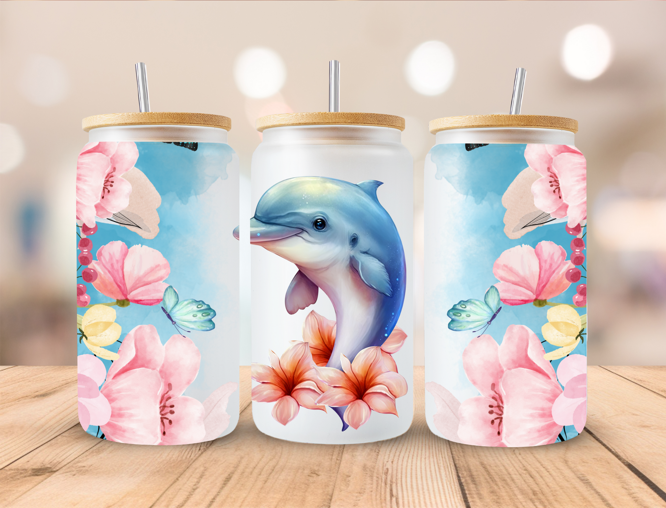Dolphin - 16oz Libby UV DTF Wrap – Southern Gem Creations
