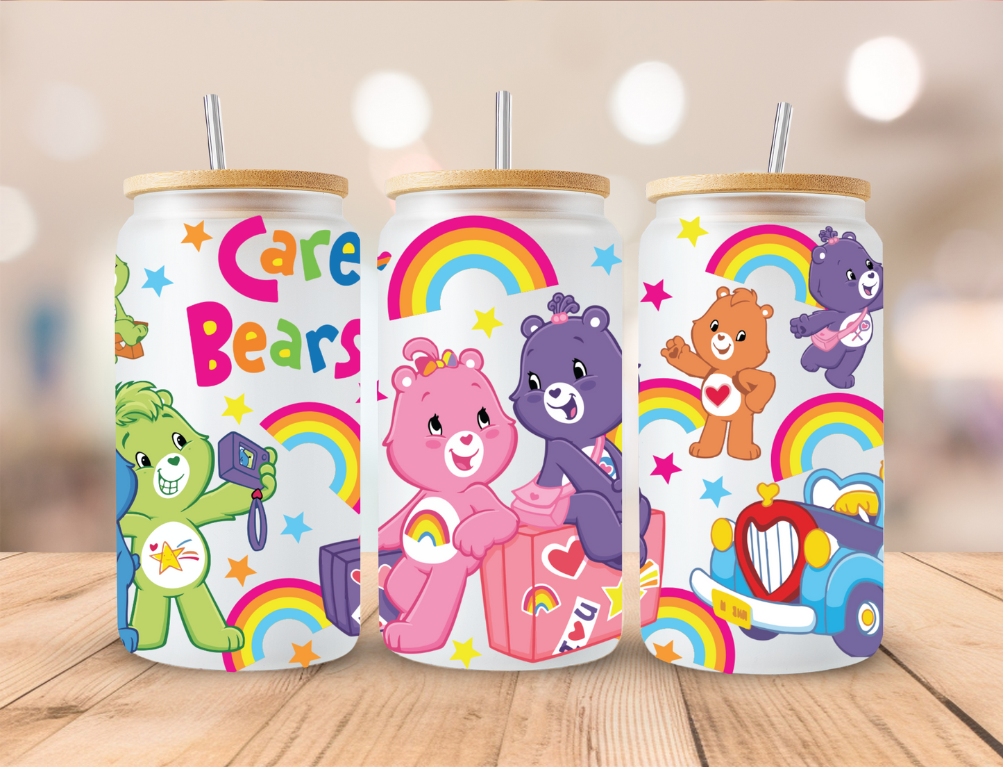 Colorful Bears - 16 oz / 20 oz Libby UV DTF Wrap