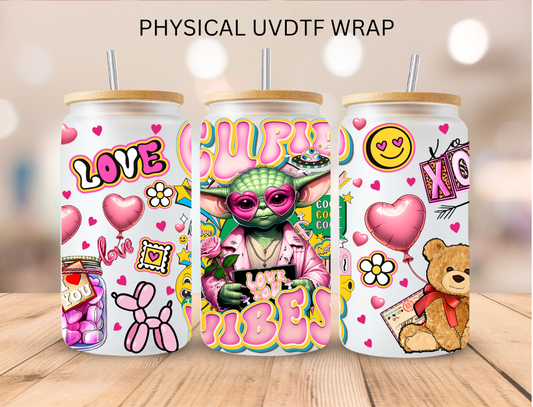 Valentines Cupid Vibes Yoda - 16 oz / 20 oz Libby UV DTF