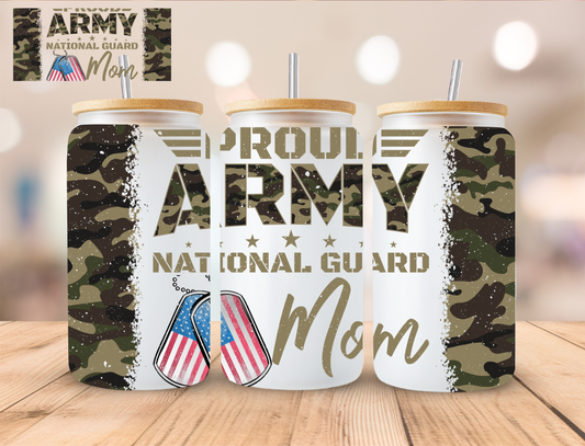 Proud Army National Guard Mom - 16 oz / 20 oz Libby UV DTF Wrap