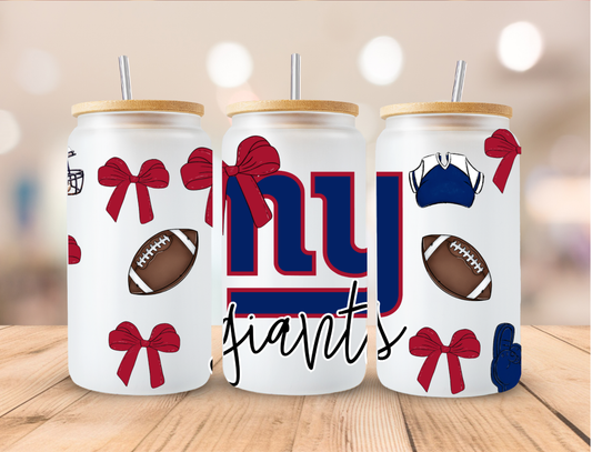 Football Sports Coquette NY Giants - 16 oz / 20 oz Libby UV DTF Wrap