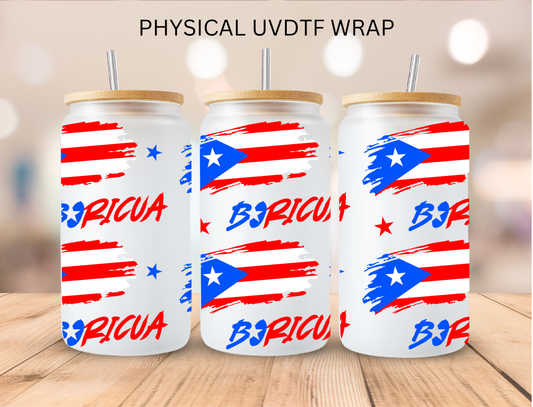 Puerto Rico Boriqua - 16 oz / 20 oz Libby UV DTF Wrap
