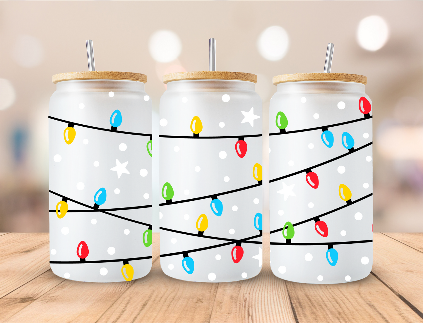 Christmas Lights - 16oz Libby UV DTF Wrap