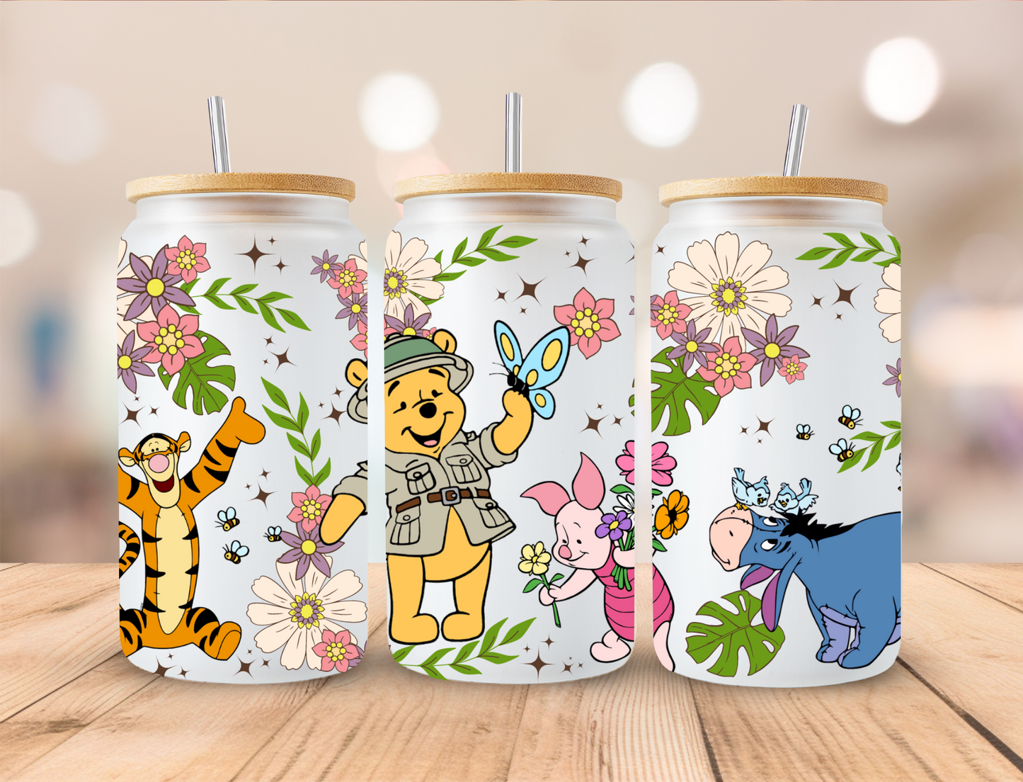 Spring Bear And Friends - 16 oz / 20 oz Libby UV DTF Wrap