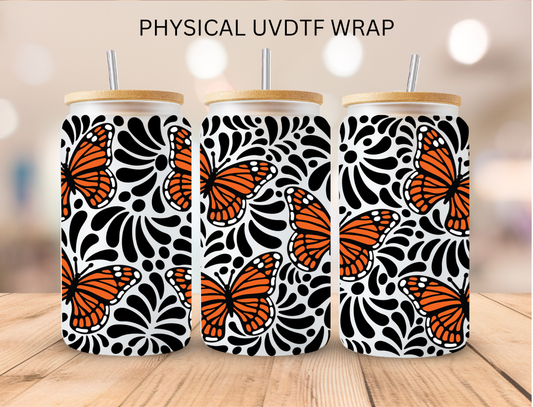 Black Monarch Butterfly Talavera - 16 oz / 20 oz Libby UV DTF